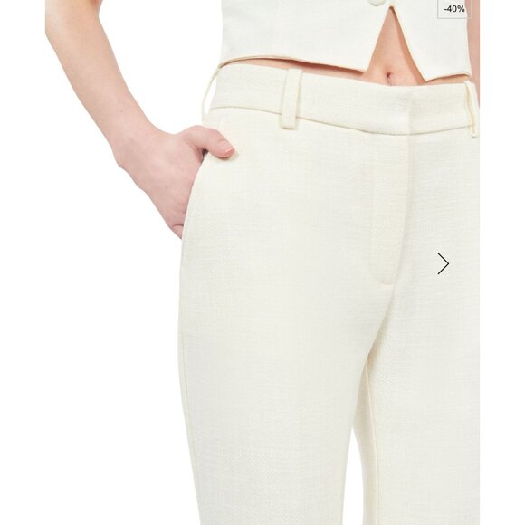 NWT The Kooples Womens High-Waist Flared‎ Suit Trousers Wool Ecru - Picture 9 of 16